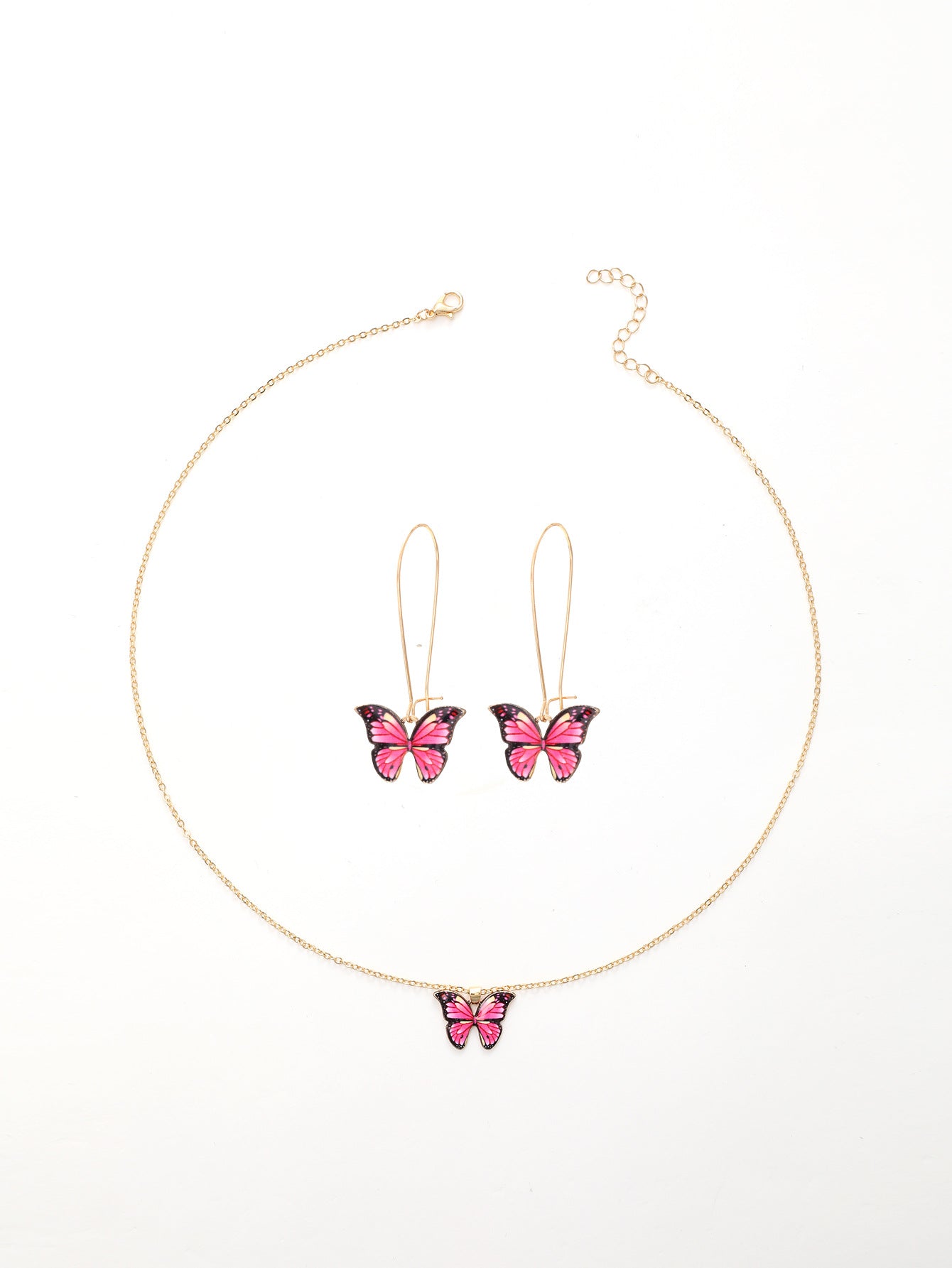 Wholesale New Three-piece Summer Beach-inspired Coloured Butterfly Gold Chain